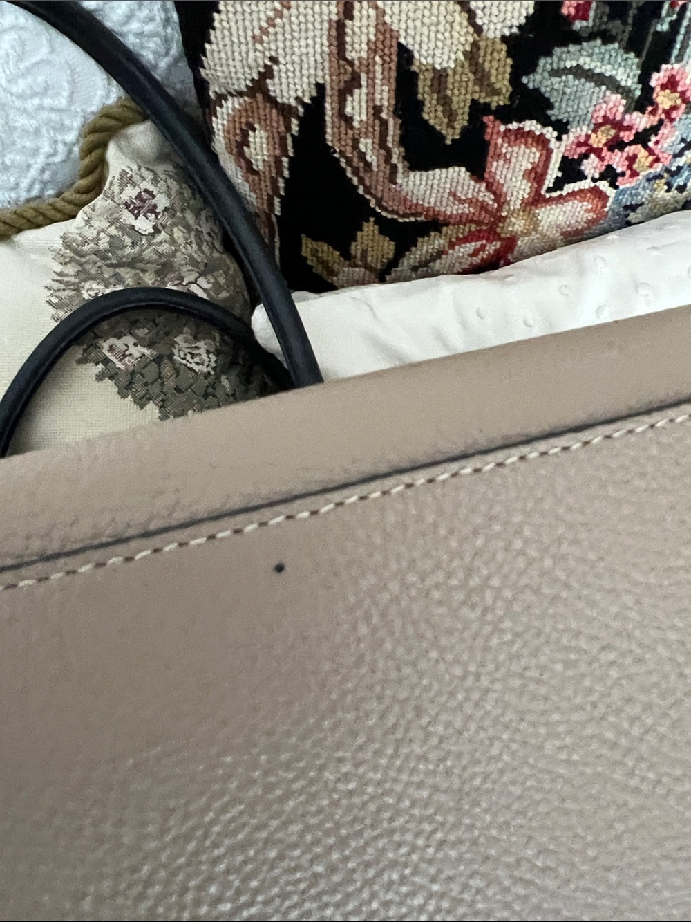 Coach Taupe and Olive Satchel with Black Handles - Picture 6 of 9